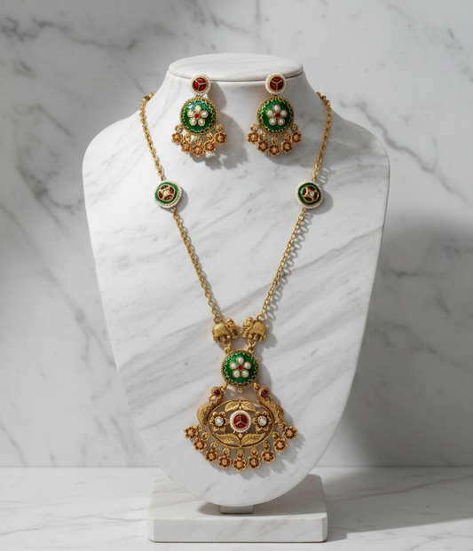 Rajwadi Heritage Long Necklace Set
