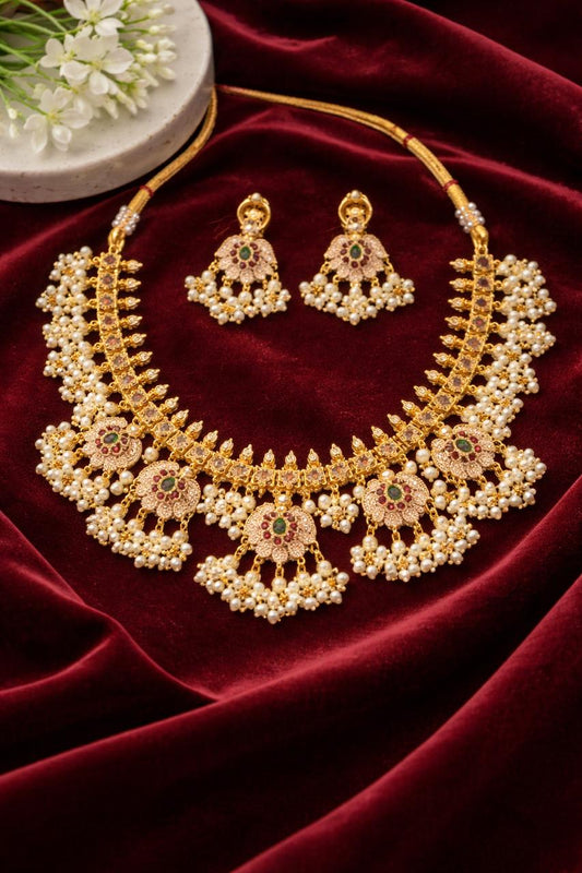Royal Pearl Bridal Necklace Set