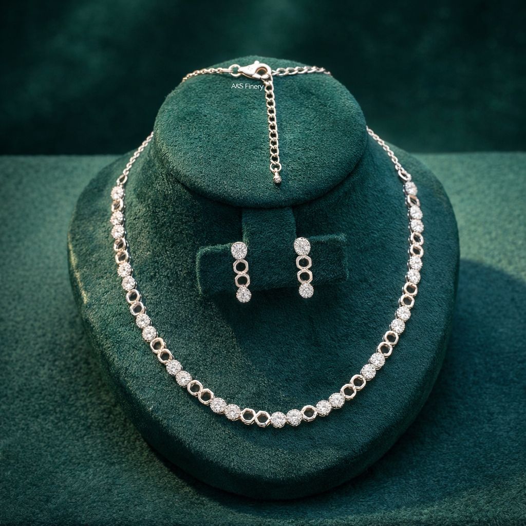 Crystal Hexa Shine AD Necklace Set