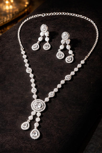 Crystal Teardrop AD Necklace Set