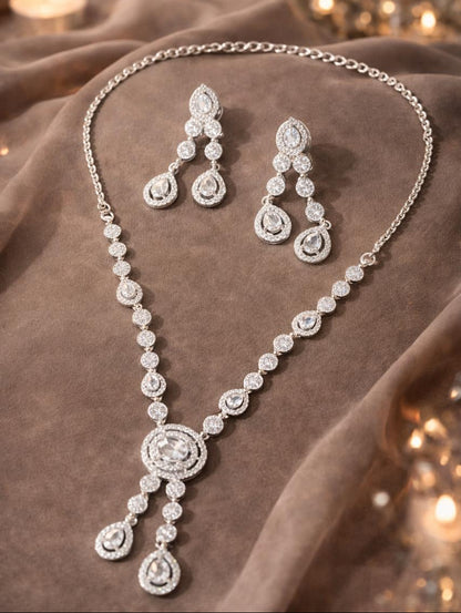 Crystal Teardrop AD Necklace Set