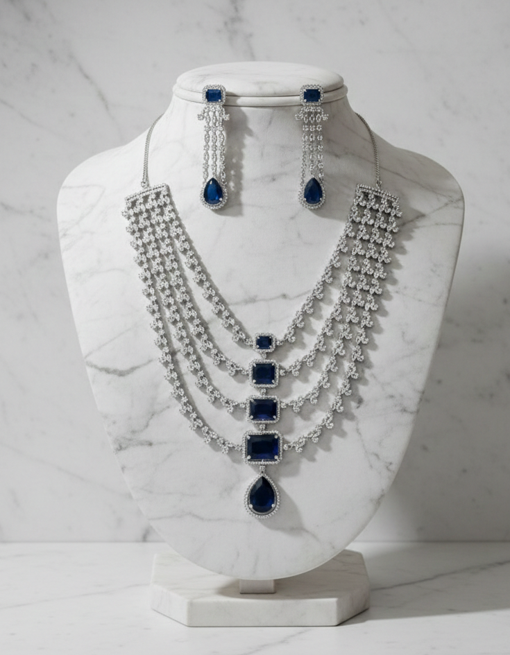 Royal Sapphire Layered Necklace Set