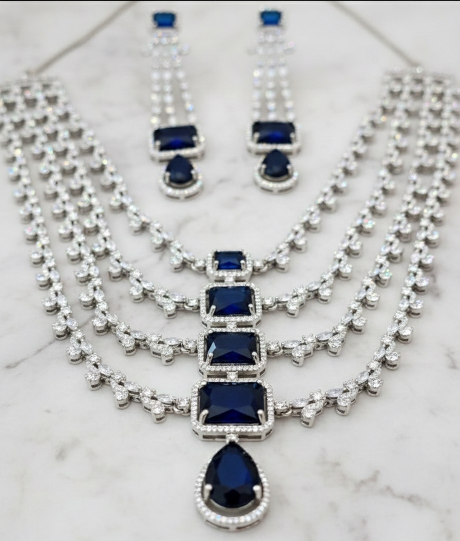 Royal Sapphire Layered Necklace Set