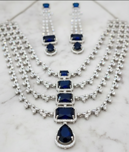 Royal Sapphire Layered Necklace Set