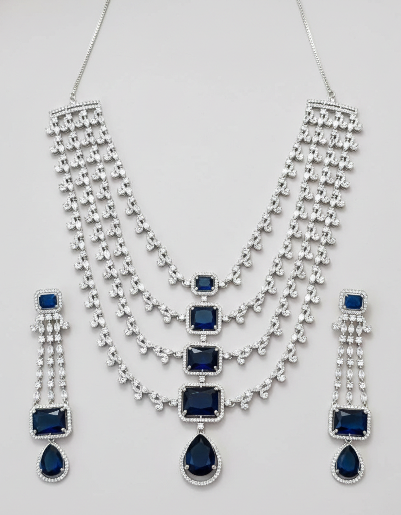 Royal Sapphire Layered Necklace Set
