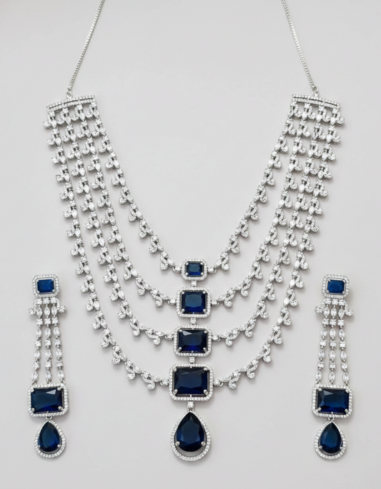 Royal Sapphire Layered Necklace Set