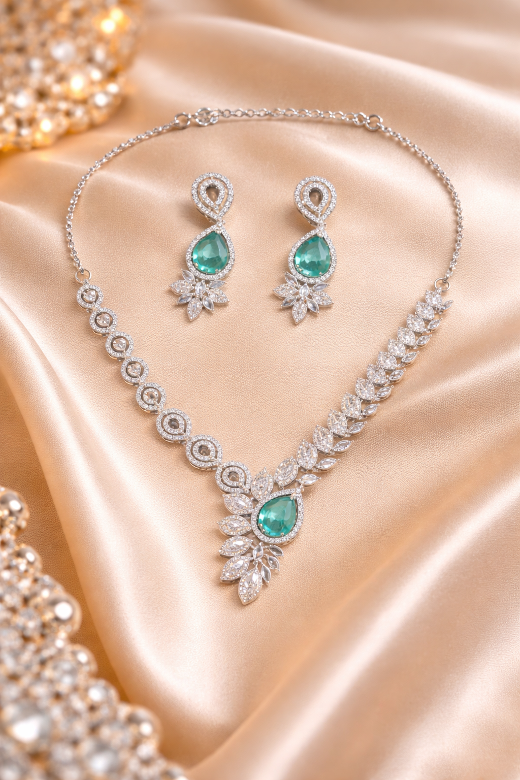 Royal Aqua Crystal Necklace Set