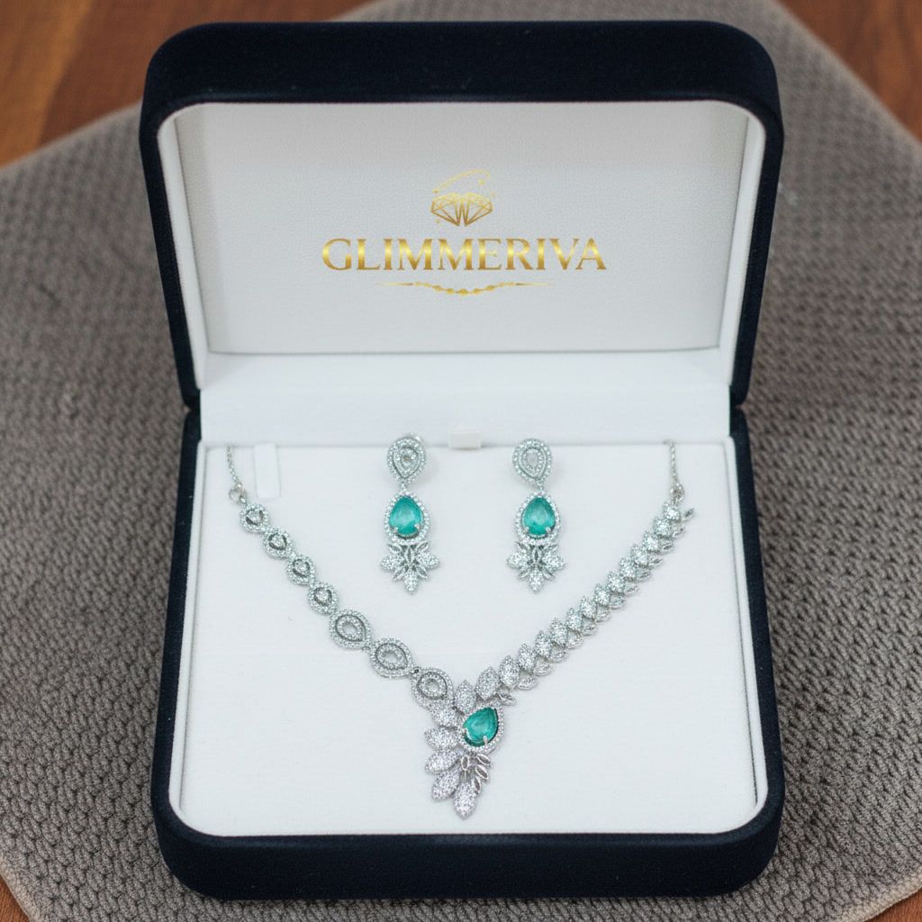 Royal Aqua Crystal Necklace Set