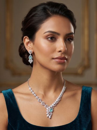 Royal Aqua Crystal Necklace Set