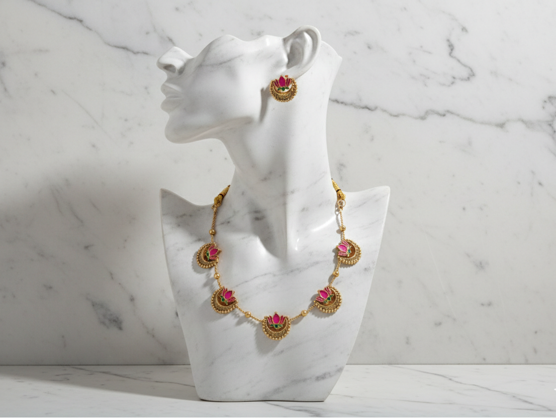 Lotus Pearl Light Necklace Set