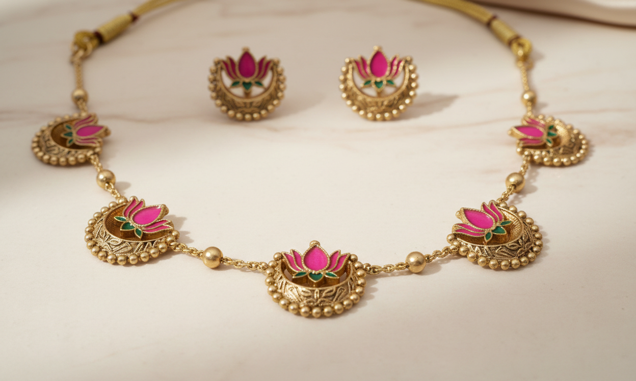 Lotus Pearl Light Necklace Set