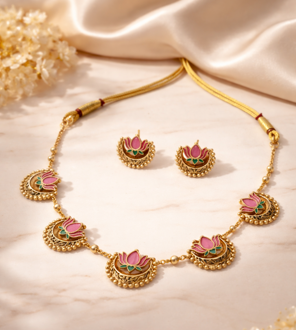 Lotus Pearl Light Necklace Set