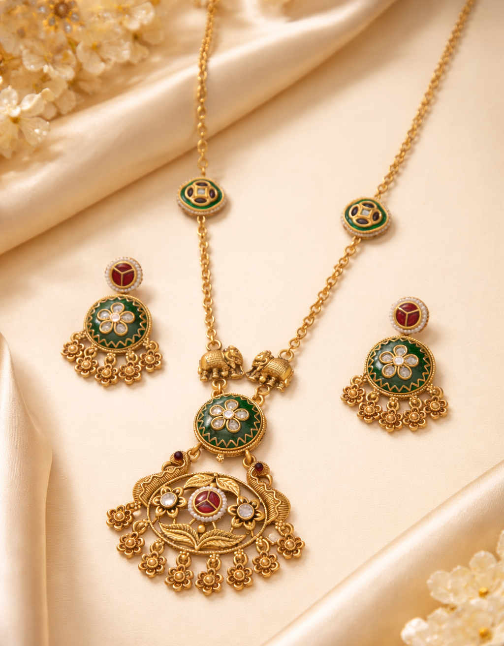 Rajwadi Heritage Long Necklace Set