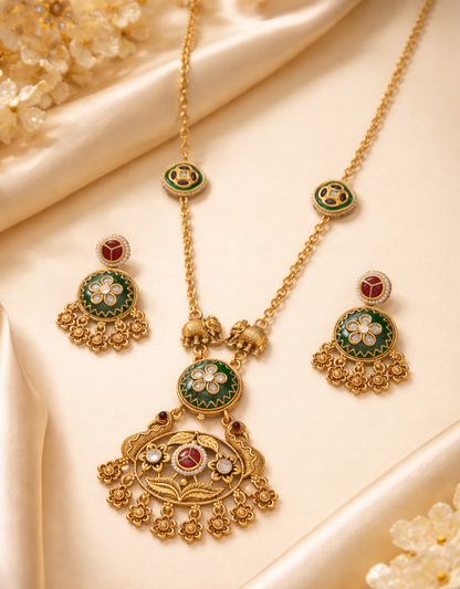 Rajwadi Heritage Long Necklace Set