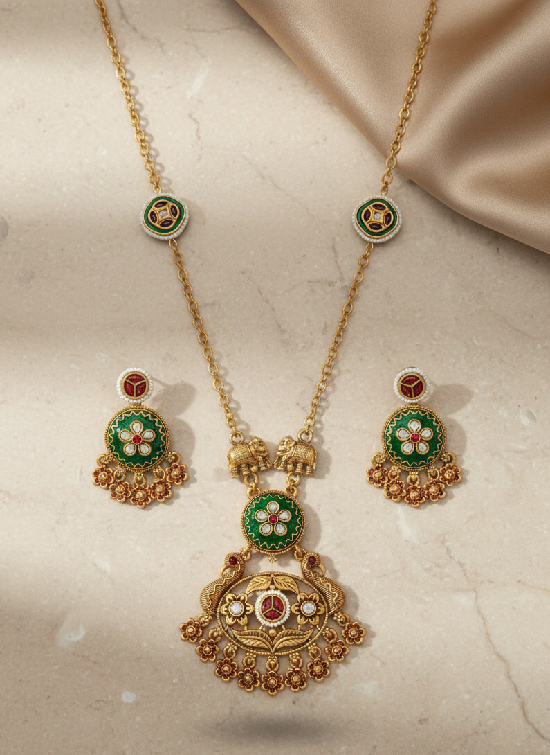 Rajwadi Heritage Long Necklace Set