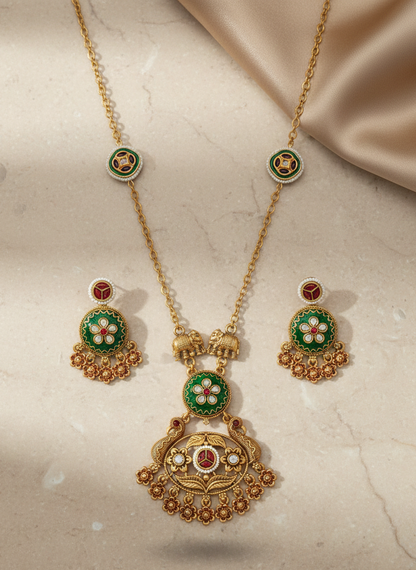 Rajwadi Heritage Long Necklace Set