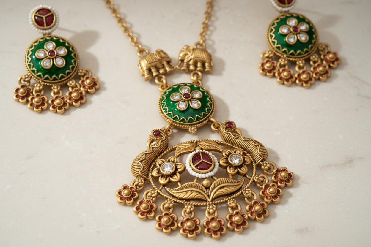 Rajwadi Heritage Long Necklace Set