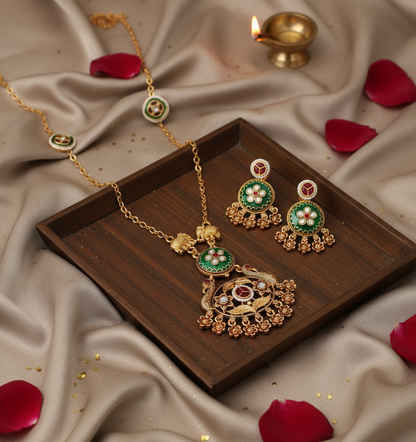 Rajwadi Heritage Long Necklace Set
