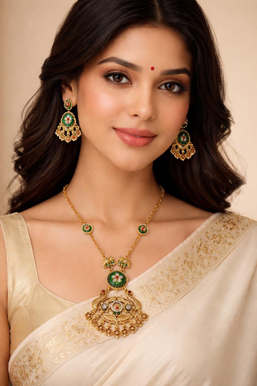Rajwadi Heritage Long Necklace Set