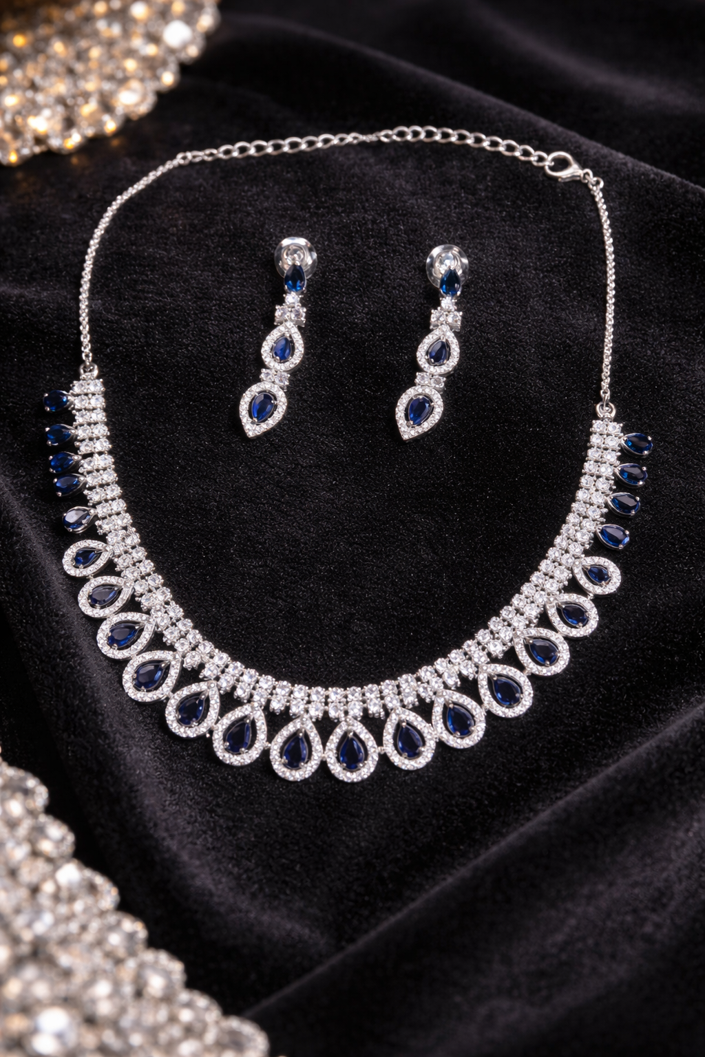 Royal Sapphire Drop Necklace Set