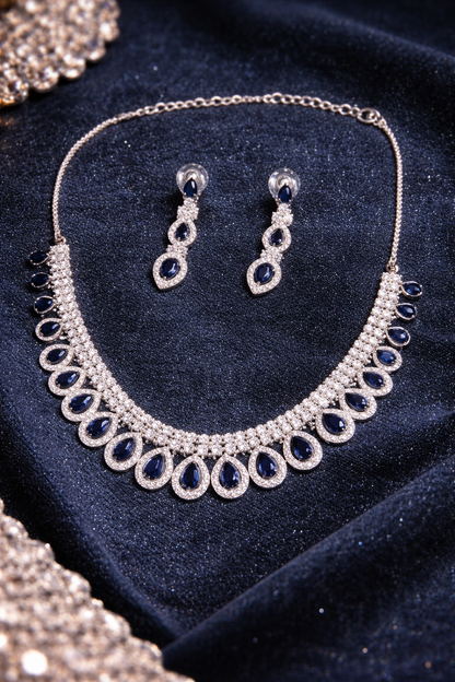 Royal Sapphire Drop Necklace Set