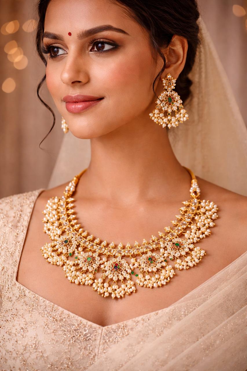 Royal Pearl Bridal Necklace Set
