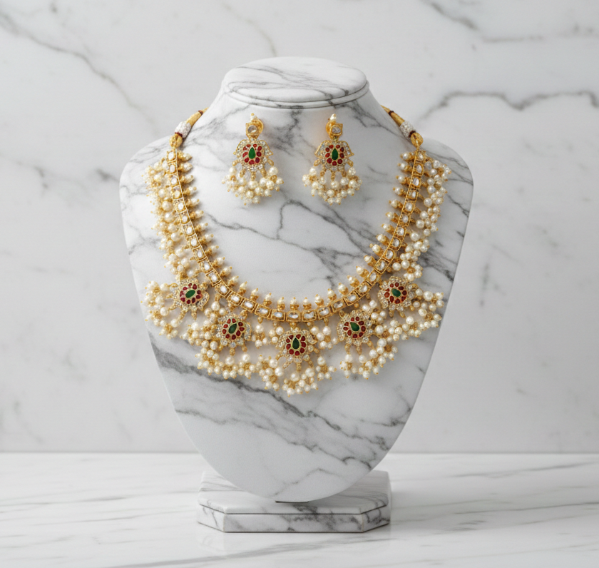 Royal Pearl Bridal Necklace Set