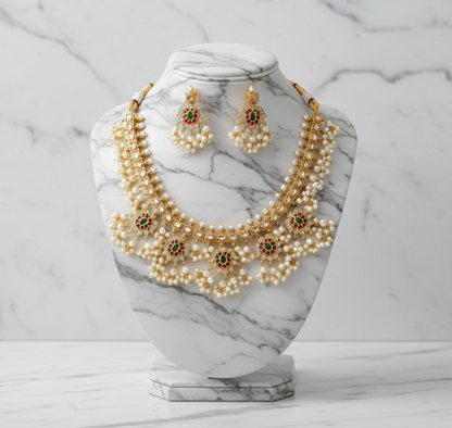 Royal Pearl Bridal Necklace Set