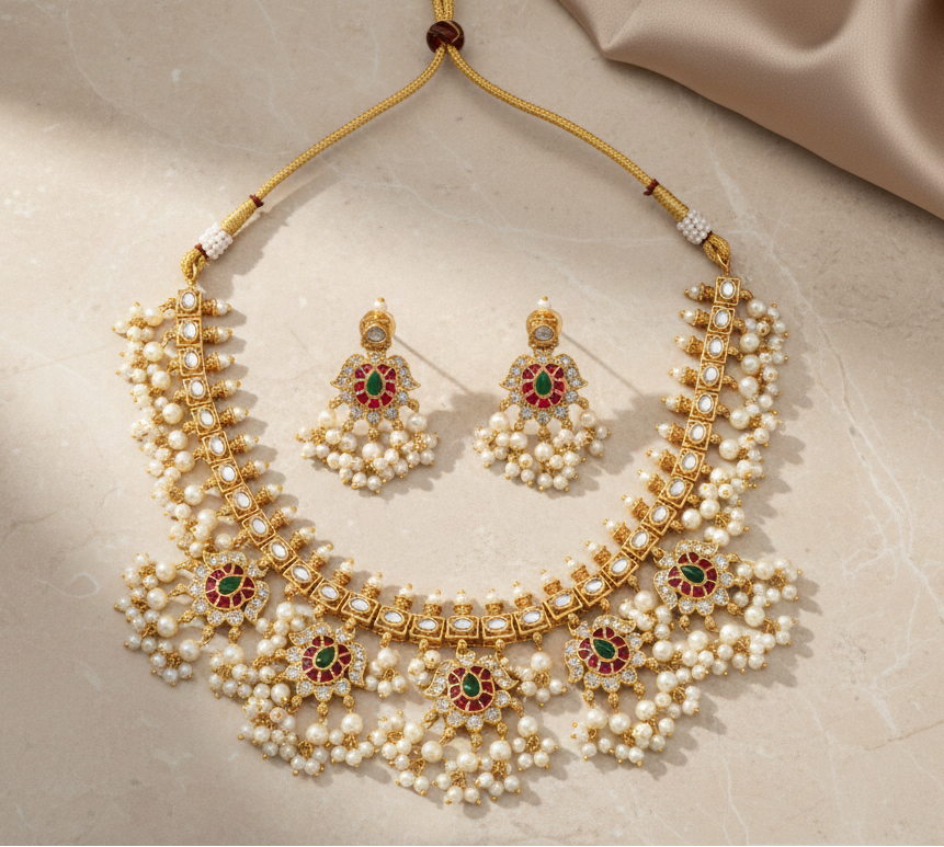Royal Pearl Bridal Necklace Set