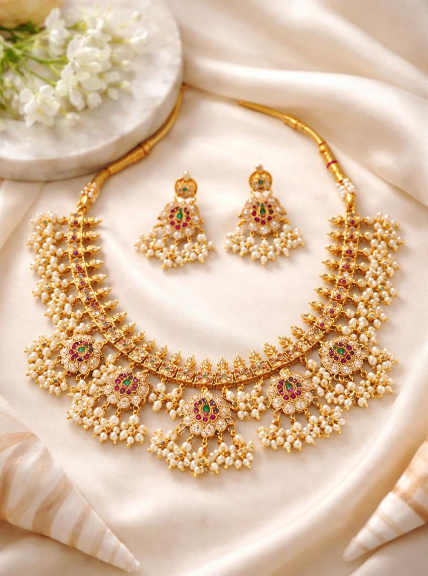 Royal Pearl Bridal Necklace Set