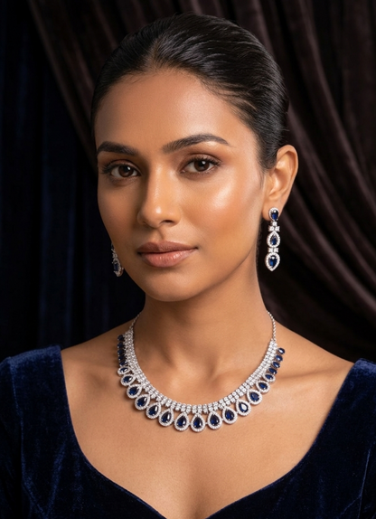 Royal Sapphire Drop Necklace Set