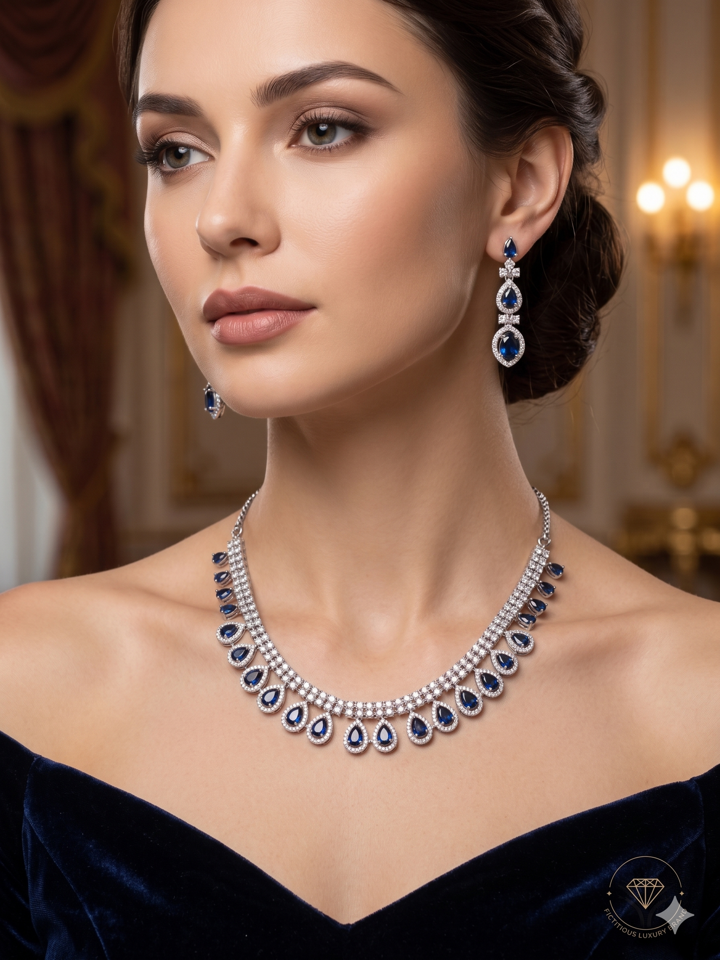 Royal Sapphire Drop Necklace Set