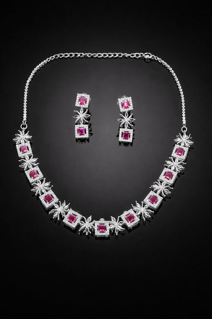 Ruby Square AD Necklace Set