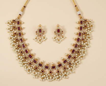 Ruby Pearl Grand Necklace Set