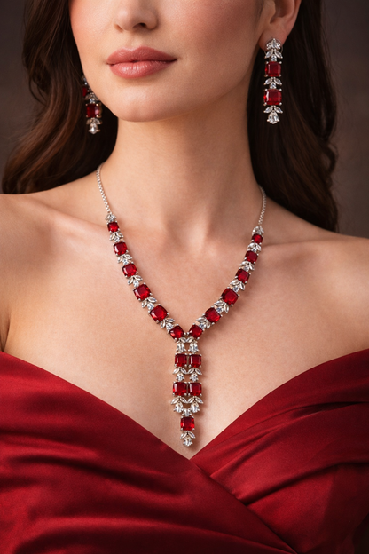 Royal Ruby AD Necklace Set
