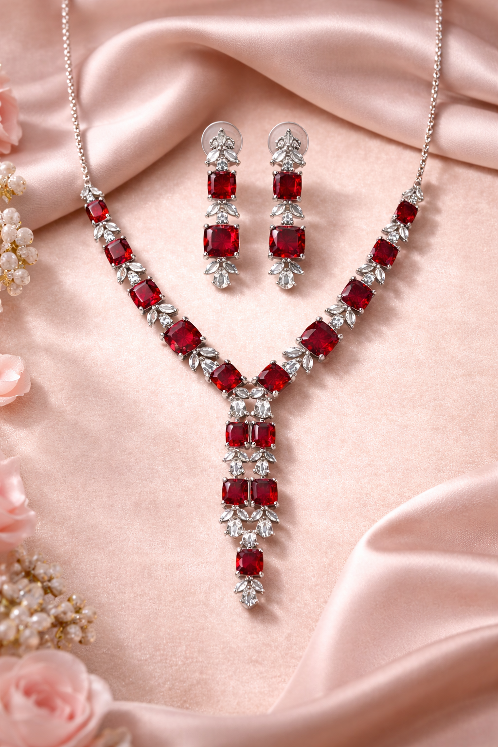 Royal Ruby AD Necklace Set