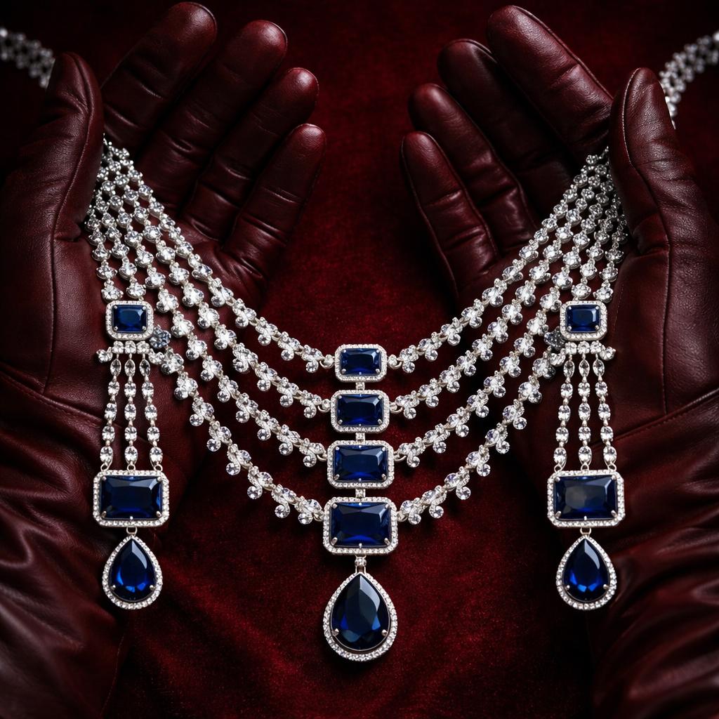 Royal Sapphire Layered Necklace Set